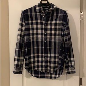 Men’s Navy Tommy Hilfiger Linen Blend Plaid Shirt